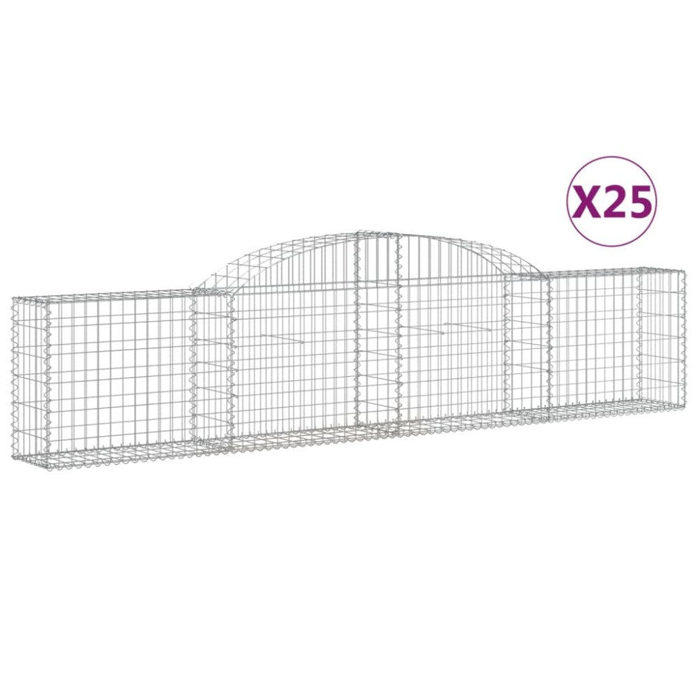vidaXL Συρματοκιβώτια Τοξωτά 25 τεμ. 300x30x60/80 εκ. Γαλβαν. Ατσάλι