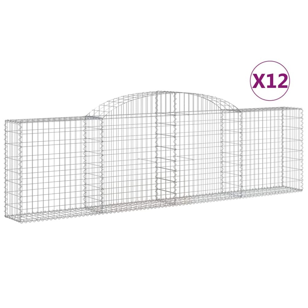 vidaXL Συρματοκιβώτια Τοξωτά 12 τεμ. 300x30x80/100 εκ. Γαλβαν. Ατσάλι