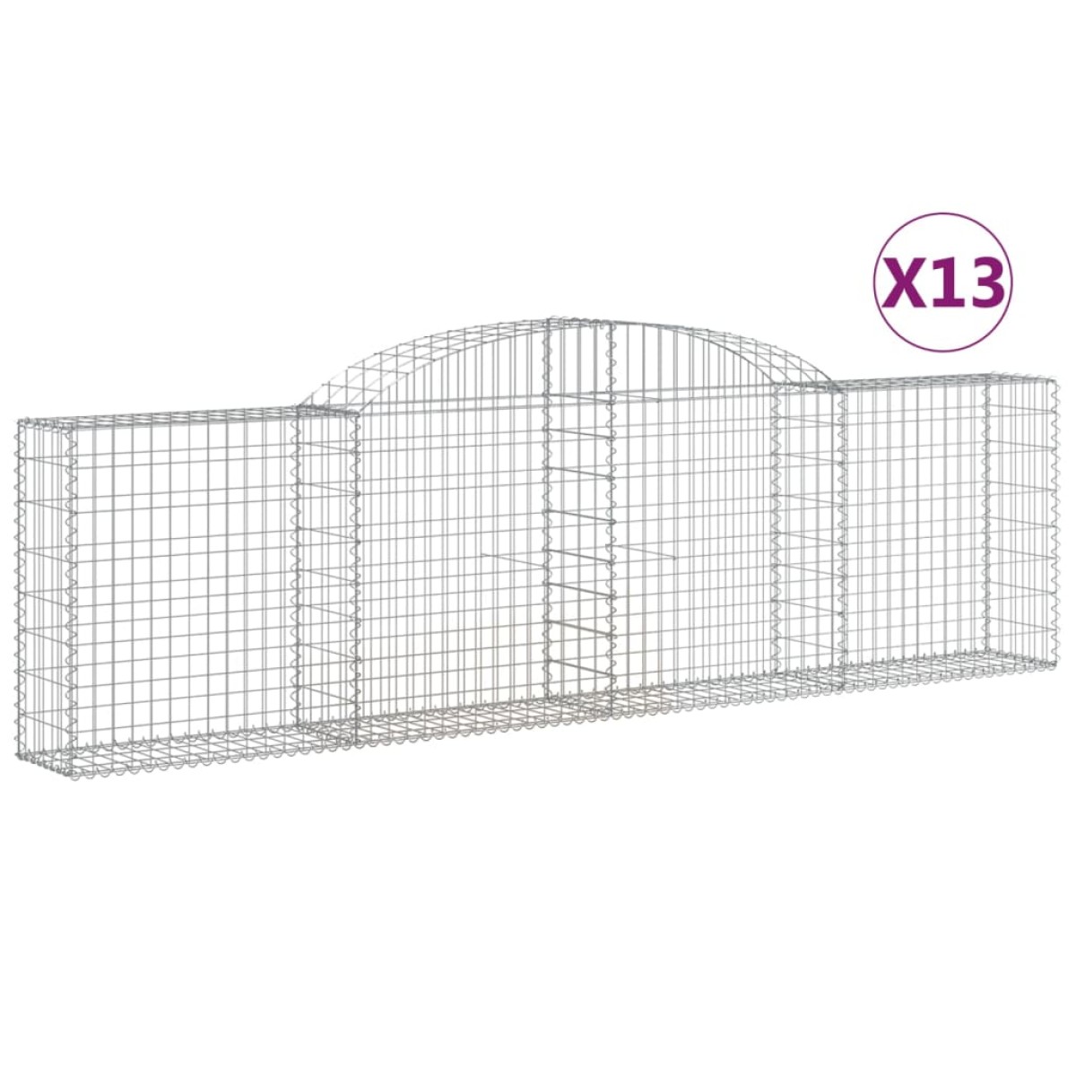 vidaXL Συρματοκιβώτια Τοξωτά 13 τεμ. 300x30x80/100 εκ. Γαλβαν. Ατσάλι