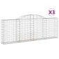 vidaXL Συρματοκιβώτια Τοξωτά 3 τεμ. 300x30x100/120 εκ. Γαλβαν. Ατσάλι