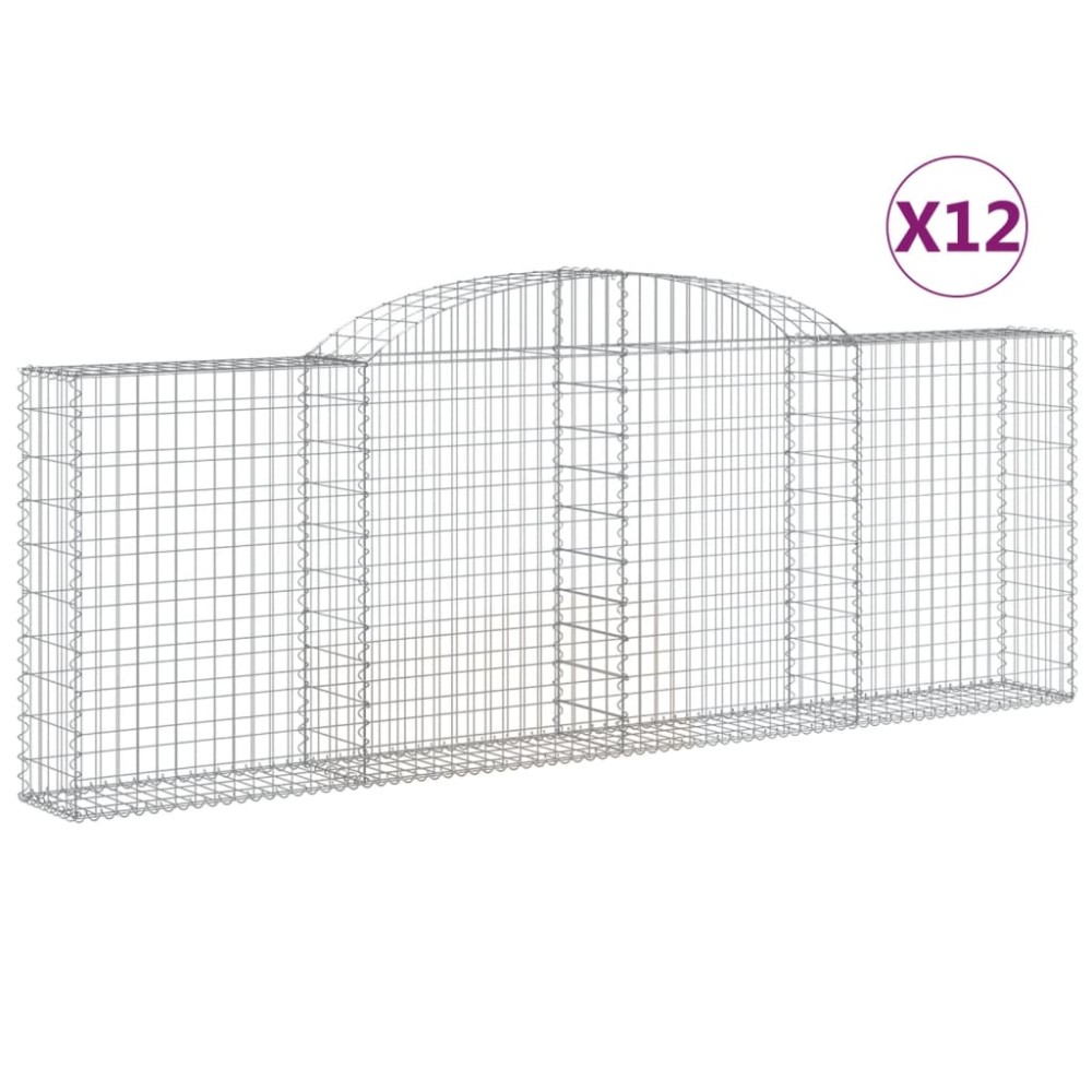 vidaXL Συρματοκιβώτια Τοξωτά 12 τεμ. 300x30x100/120 εκ. Γαλβαν. Ατσάλι