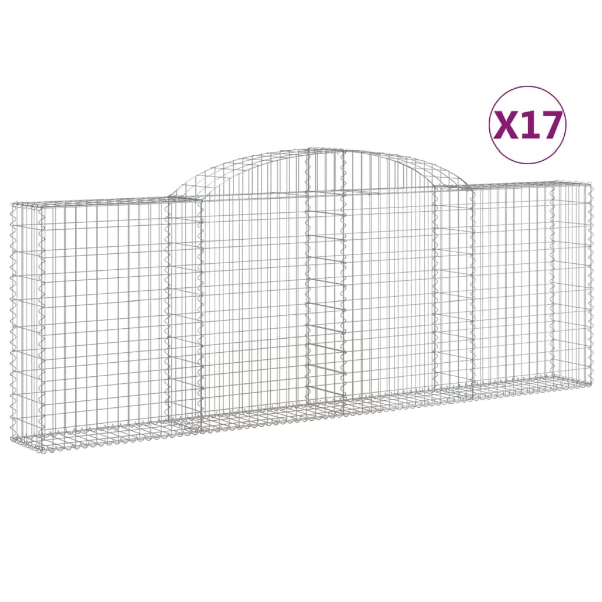 vidaXL Συρματοκιβώτια Τοξωτά 17 τεμ. 300x30x100/120 εκ. Γαλβαν. Ατσάλι