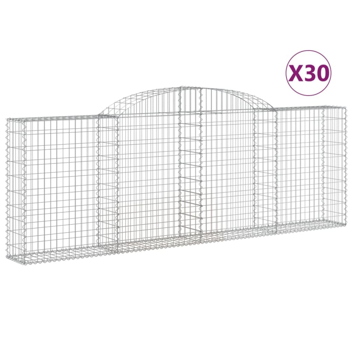 vidaXL Συρματοκιβώτια Τοξωτά 30 τεμ. 300x30x100/120 εκ. Γαλβαν. Ατσάλι