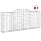 vidaXL Συρματοκιβώτια Τοξωτά 3 τεμ. 300x30x120/140 εκ. Γαλβαν. Ατσάλι