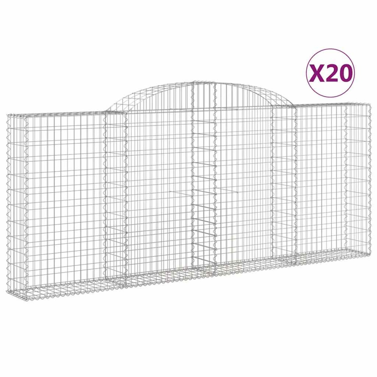 vidaXL Συρματοκιβώτια Τοξωτά 20 τεμ. 300x30x120/140 εκ. Γαλβαν. Ατσάλι
