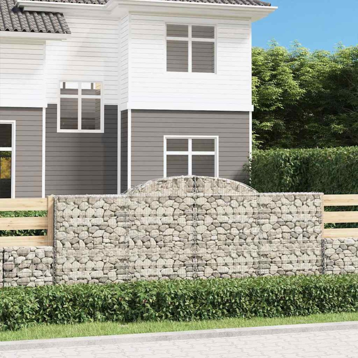 vidaXL Συρματοκιβώτια Τοξωτά 20 τεμ. 300x30x120/140 εκ. Γαλβαν. Ατσάλι