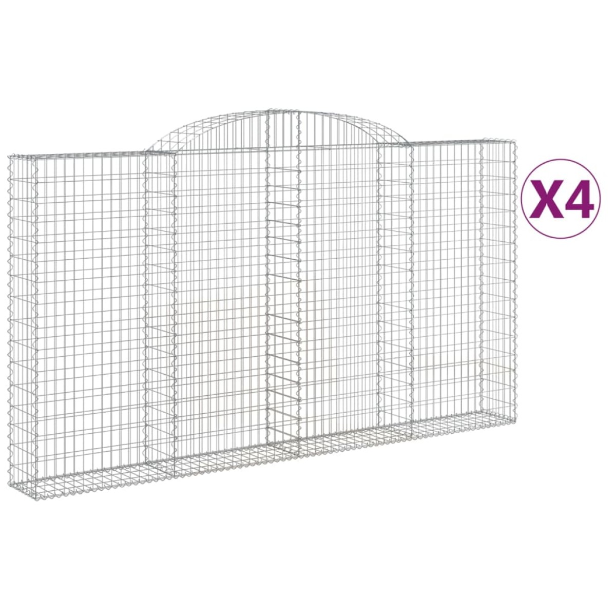 vidaXL Συρματοκιβώτια Τοξωτά 4 τεμ. 300x30x160/180 εκ. Γαλβαν. Ατσάλι