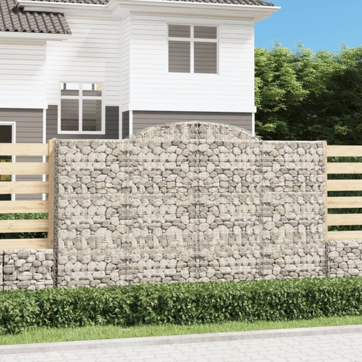 vidaXL Συρματοκιβώτια Τοξωτά 2 τεμ. 300x30x180/200 εκ. Γαλβαν. Ατσάλι