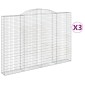 vidaXL Συρματοκιβώτια Τοξωτά 3 τεμ. 300x30x200/220 εκ. Γαλβαν. Ατσάλι