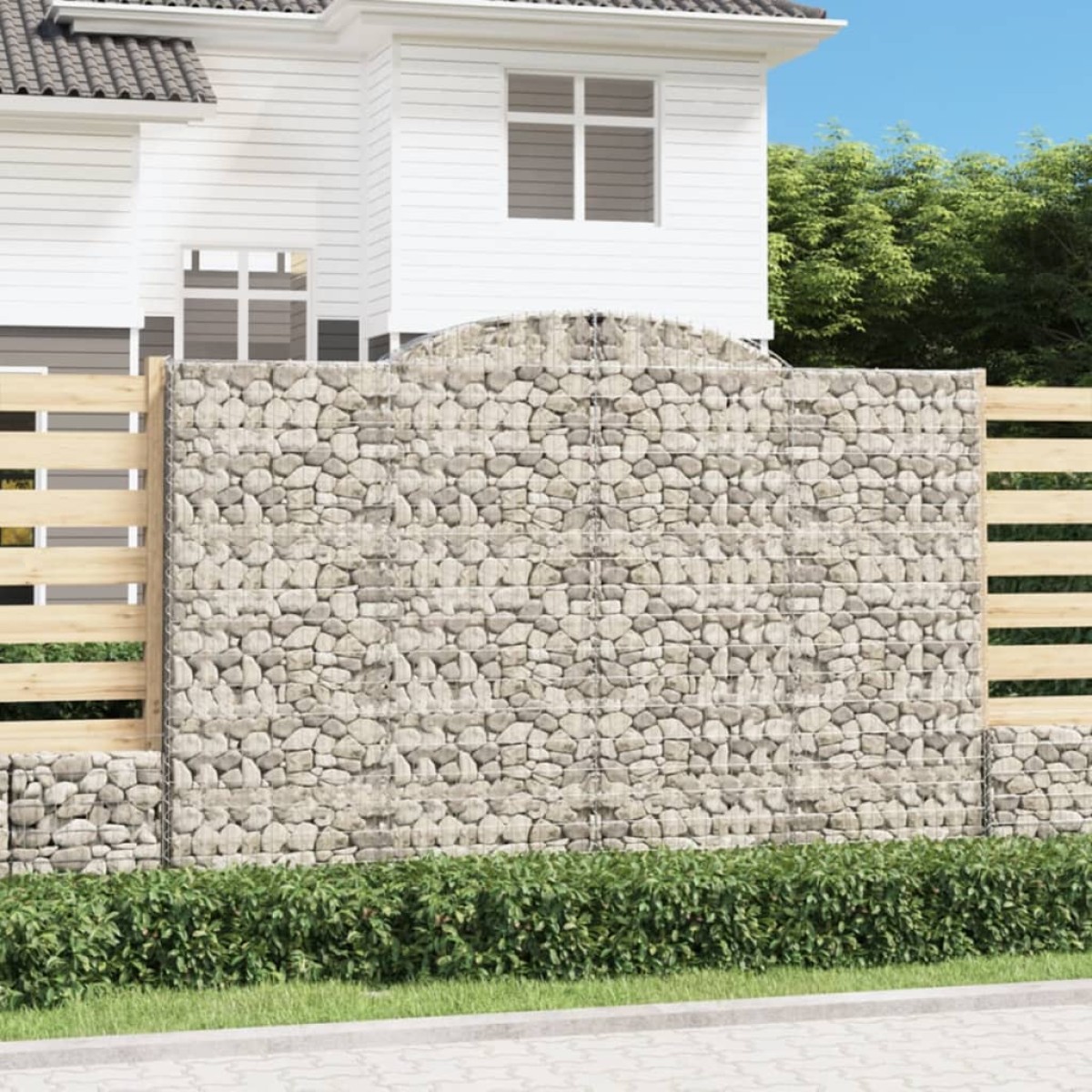 vidaXL Συρματοκιβώτια Τοξωτά 4 τεμ. 300x30x200/220 εκ. Γαλβαν. Ατσάλι