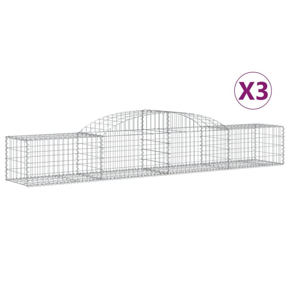 vidaXL Συρματοκιβώτια Τοξωτά 3 τεμ. 300x50x40/60 εκ. Γαλβαν. Ατσάλι