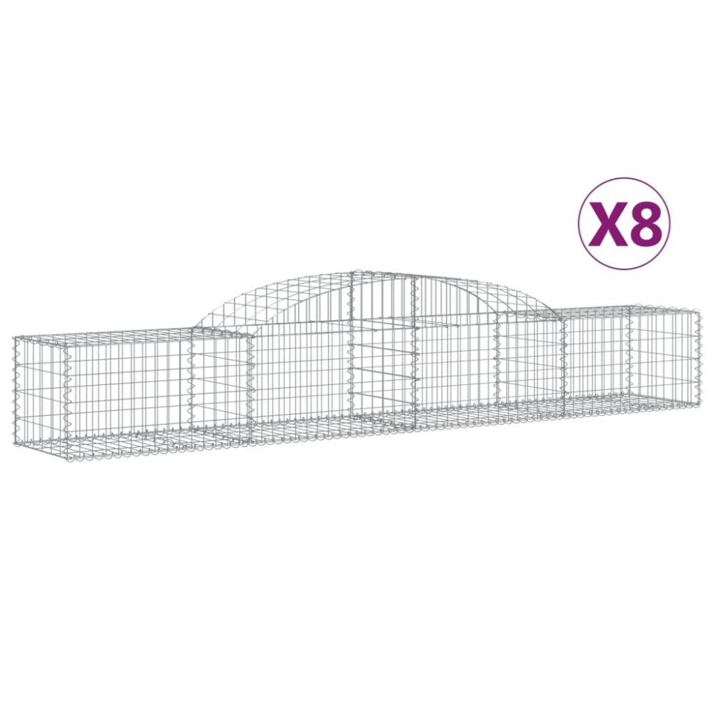 vidaXL Συρματοκιβώτια Τοξωτά 8 τεμ. 300x50x40/60 εκ. Γαλβαν. Ατσάλι