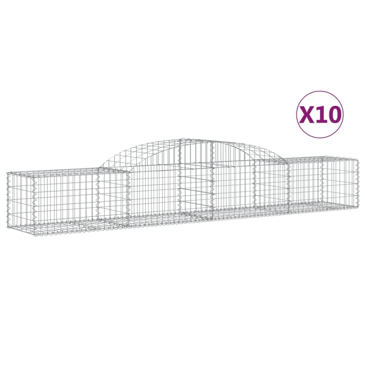 vidaXL Συρματοκιβώτια Τοξωτά 10 τεμ. 300x50x40/60 εκ. Γαλβαν. Ατσάλι