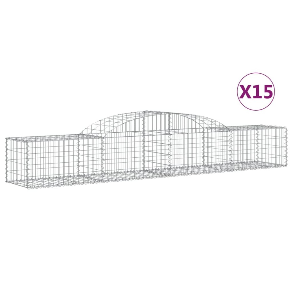 vidaXL Συρματοκιβώτια Τοξωτά 15 τεμ. 300x50x40/60 εκ. Γαλβαν. Ατσάλι