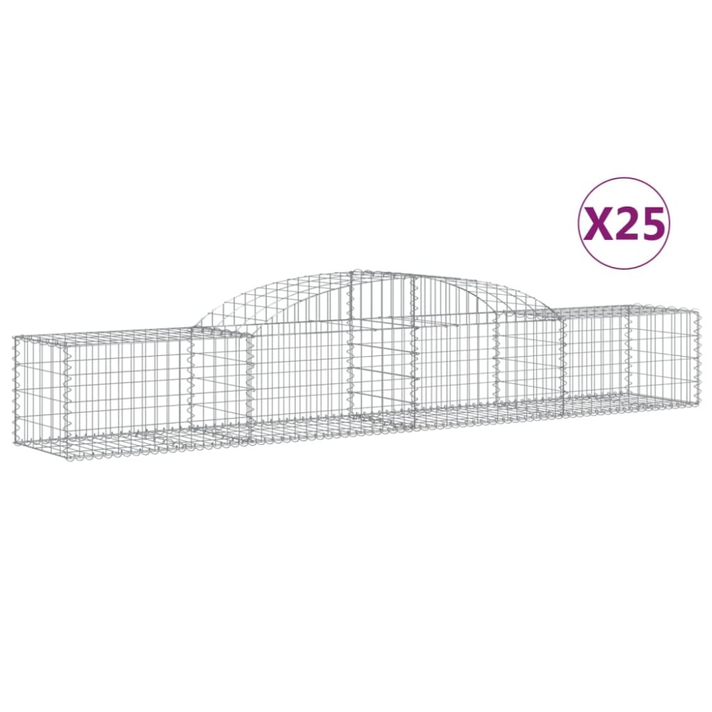 vidaXL Συρματοκιβώτια Τοξωτά 25 τεμ. 300x50x40/60 εκ. Γαλβαν. Ατσάλι