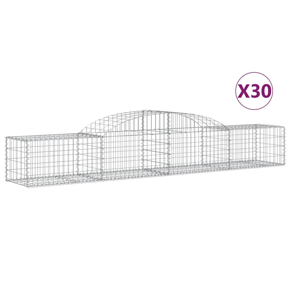 vidaXL Συρματοκιβώτια Τοξωτά 30 τεμ. 300x50x40/60 εκ. Γαλβαν. Ατσάλι