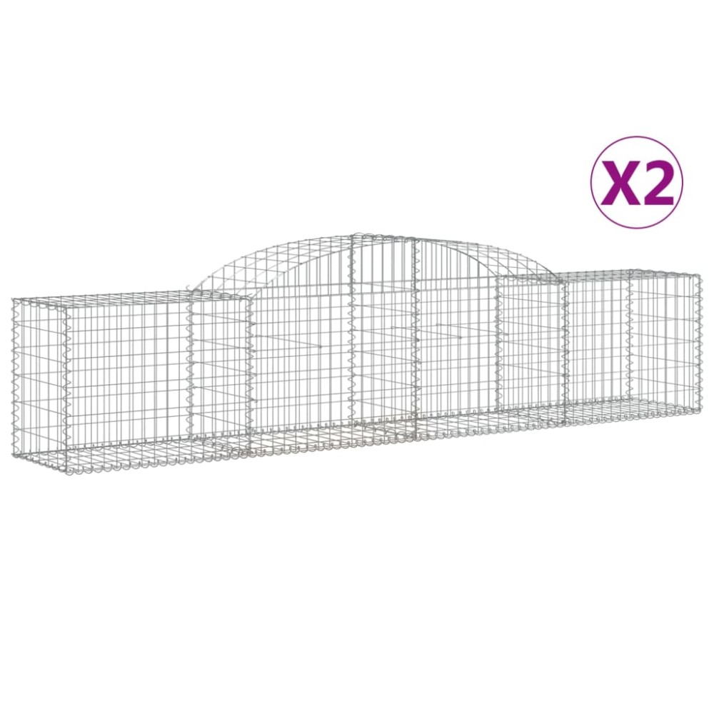 vidaXL Συρματοκιβώτια Τοξωτά 2 τεμ. 300x50x60/80 εκ. Γαλβαν. Ατσάλι