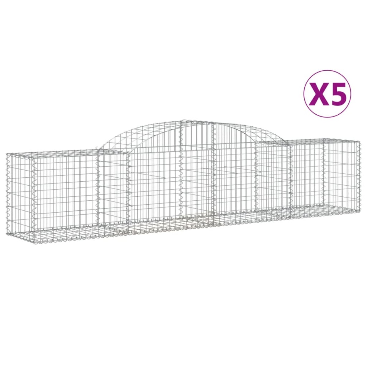 vidaXL Συρματοκιβώτια Τοξωτά 5 τεμ. 300x50x60/80 εκ. Γαλβαν. Ατσάλι