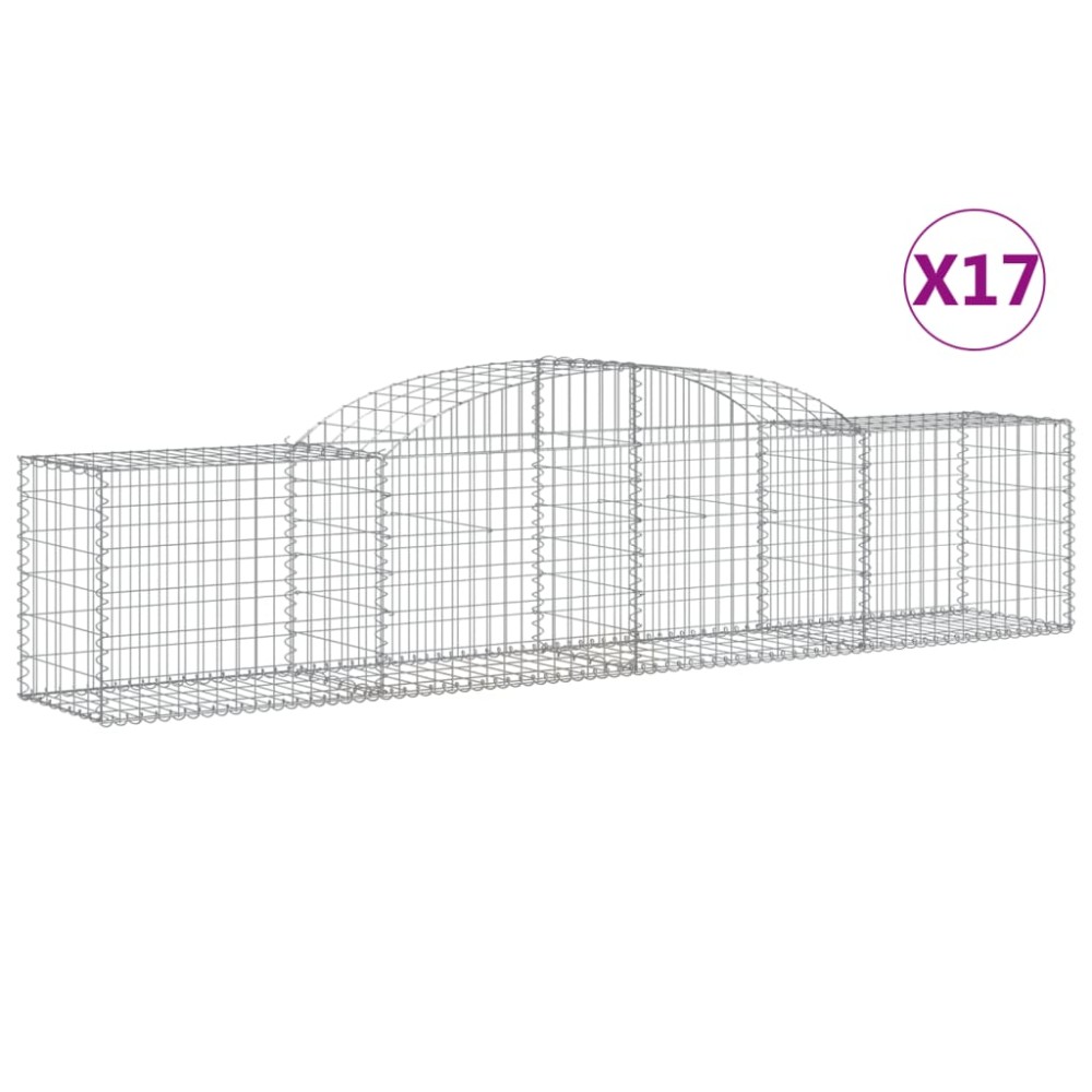 vidaXL Συρματοκιβώτια Τοξωτά 17 τεμ. 300x50x60/80 εκ. Γαλβαν. Ατσάλι