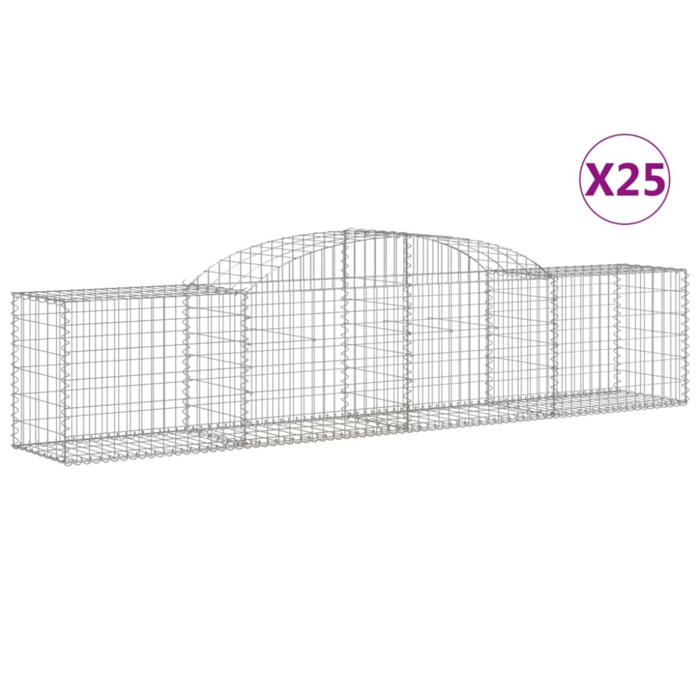vidaXL Συρματοκιβώτια Τοξωτά 25 τεμ. 300x50x60/80 εκ. Γαλβαν. Ατσάλι