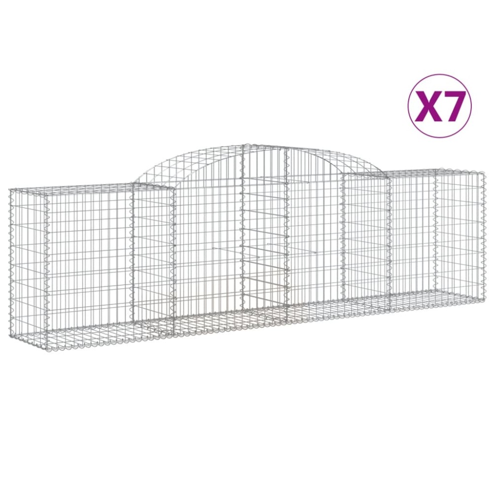 vidaXL Συρματοκιβώτια Τοξωτά 7 τεμ. 300x50x80/100 εκ. Γαλβαν. Ατσάλι