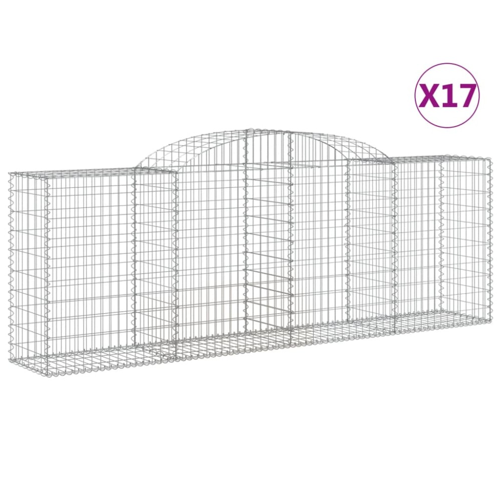 vidaXL Συρματοκιβώτια Τοξωτά 17 τεμ. 300x50x100/120 εκ. Γαλβαν. Ατσάλι