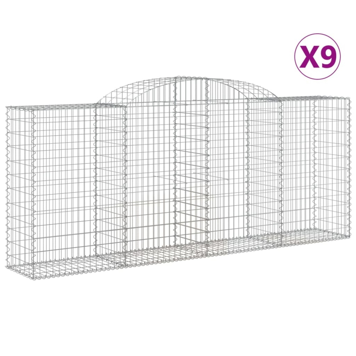 vidaXL Συρματοκιβώτια Τοξωτά 9 τεμ. 300x50x120/140 εκ. Γαλβαν. Ατσάλι