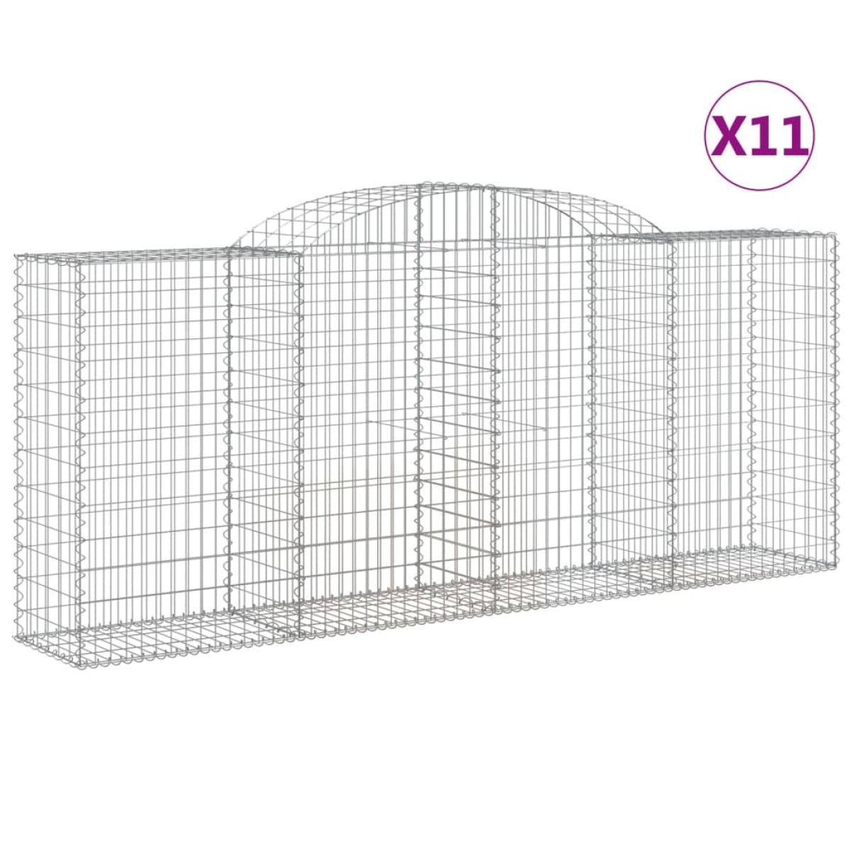 vidaXL Συρματοκιβώτια Τοξωτά 11 τεμ. 300x50x120/140 εκ. Γαλβαν. Ατσάλι