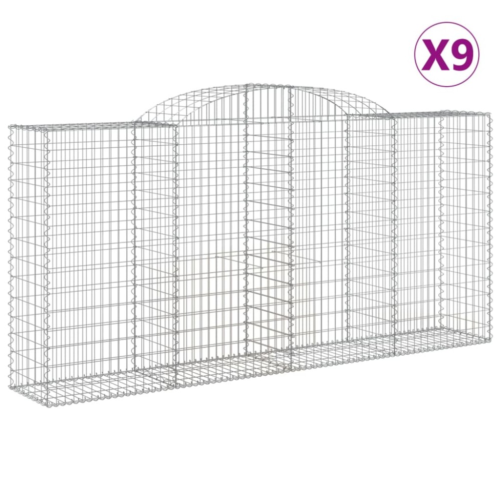 vidaXL Συρματοκιβώτια Τοξωτά 9 τεμ. 300x50x140/160 εκ. Γαλβαν. Ατσάλι