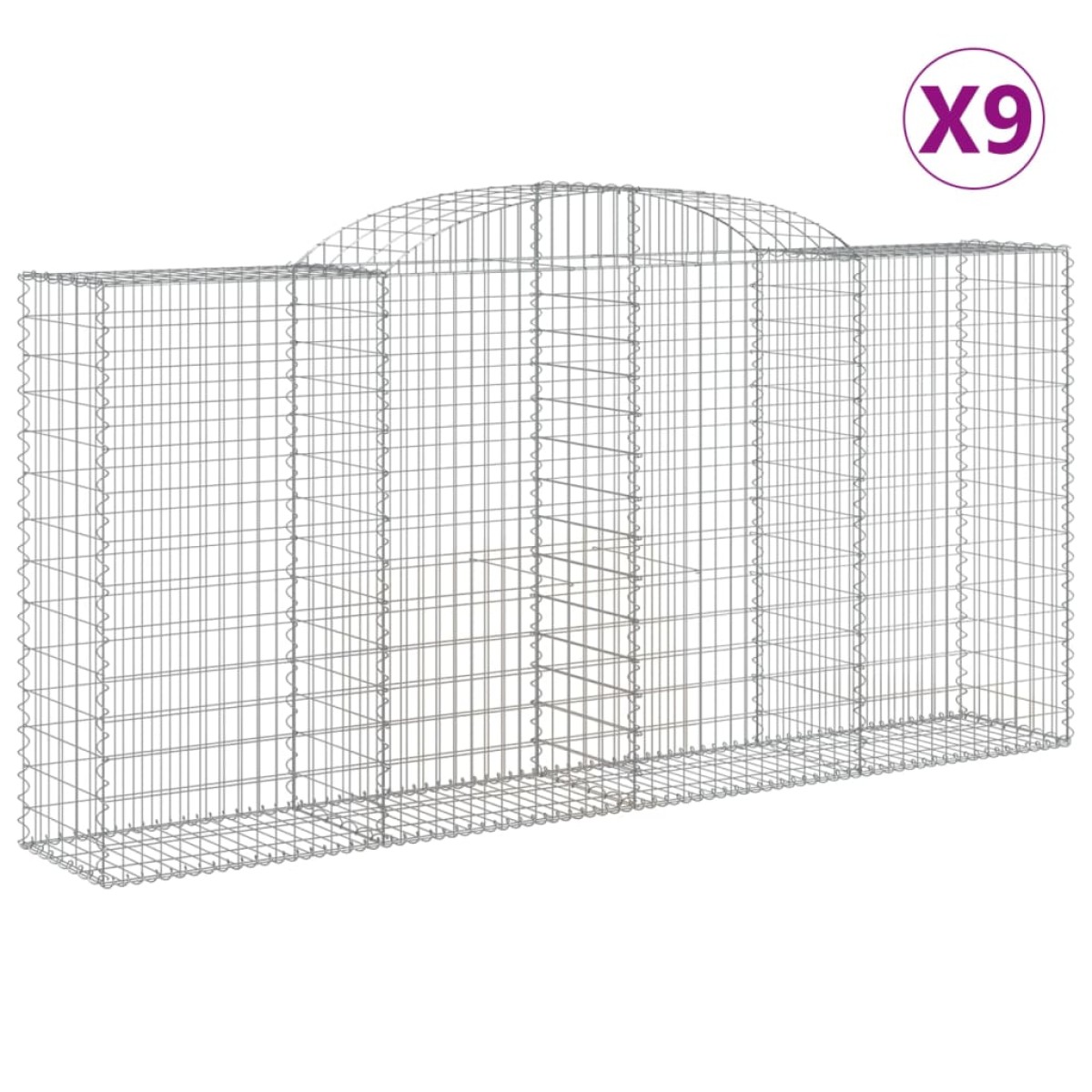 vidaXL Συρματοκιβώτια Τοξωτά 9 τεμ. 300x50x140/160 εκ. Γαλβαν. Ατσάλι