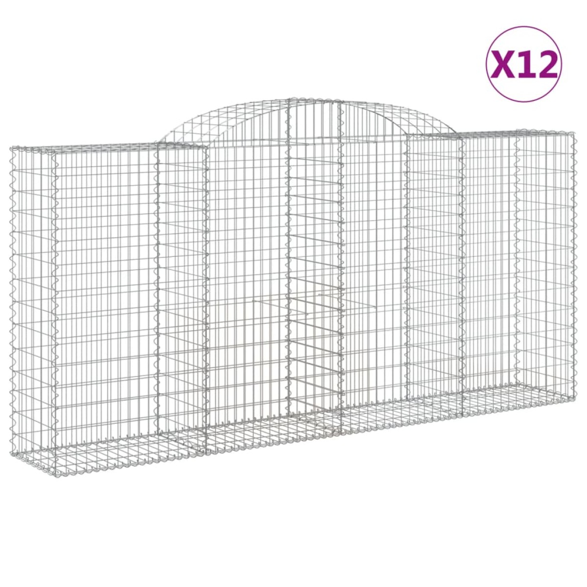 vidaXL Συρματοκιβώτια Τοξωτά 12 τεμ. 300x50x140/160 εκ. Γαλβαν. Ατσάλι