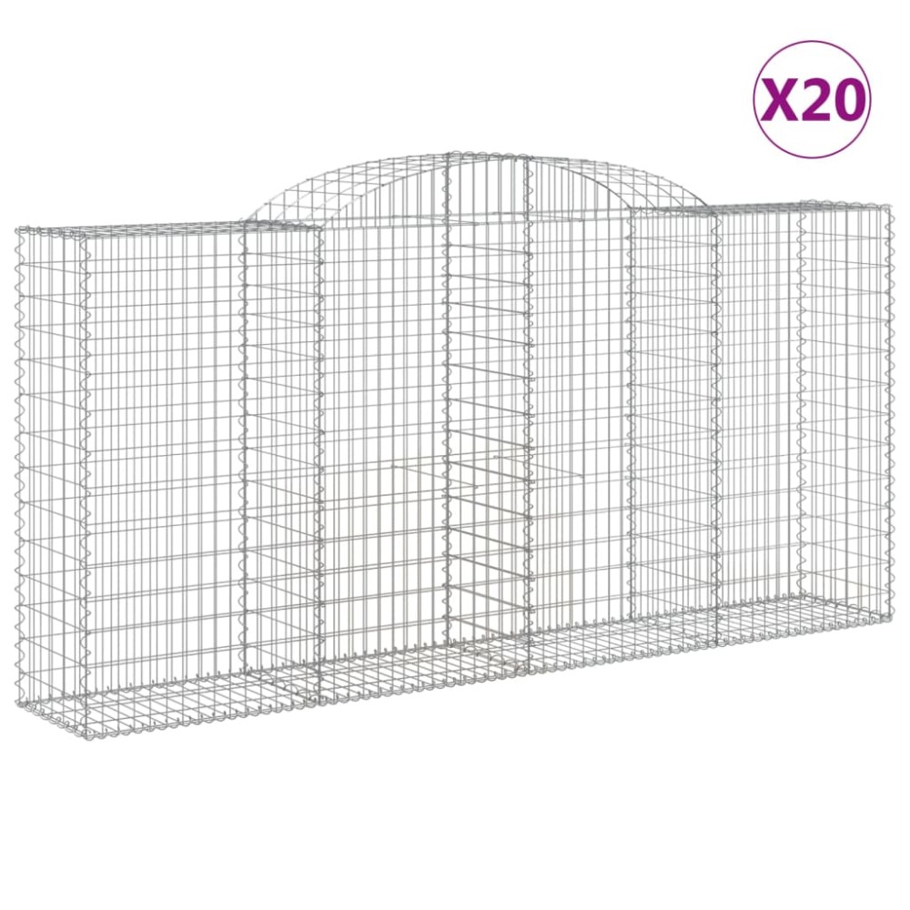 vidaXL Συρματοκιβώτια Τοξωτά 20 τεμ. 300x50x140/160 εκ. Γαλβαν. Ατσάλι