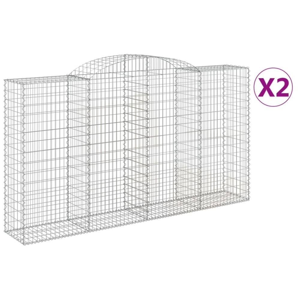 vidaXL Συρματοκιβώτια Τοξωτά 2 τεμ. 300x50x160/180 εκ. Γαλβαν. Ατσάλι