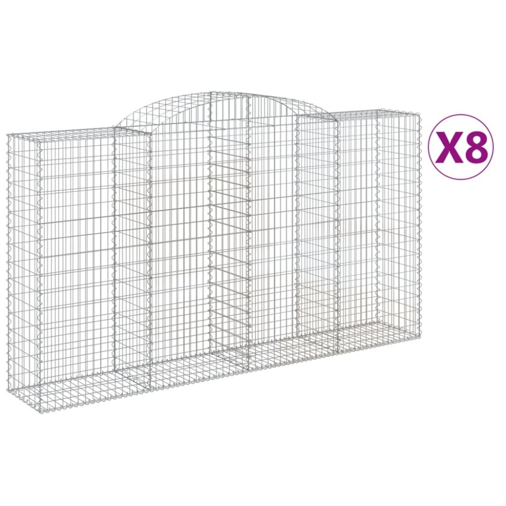 vidaXL Συρματοκιβώτια Τοξωτά 8 τεμ. 300x50x160/180 εκ. Γαλβαν. Ατσάλι