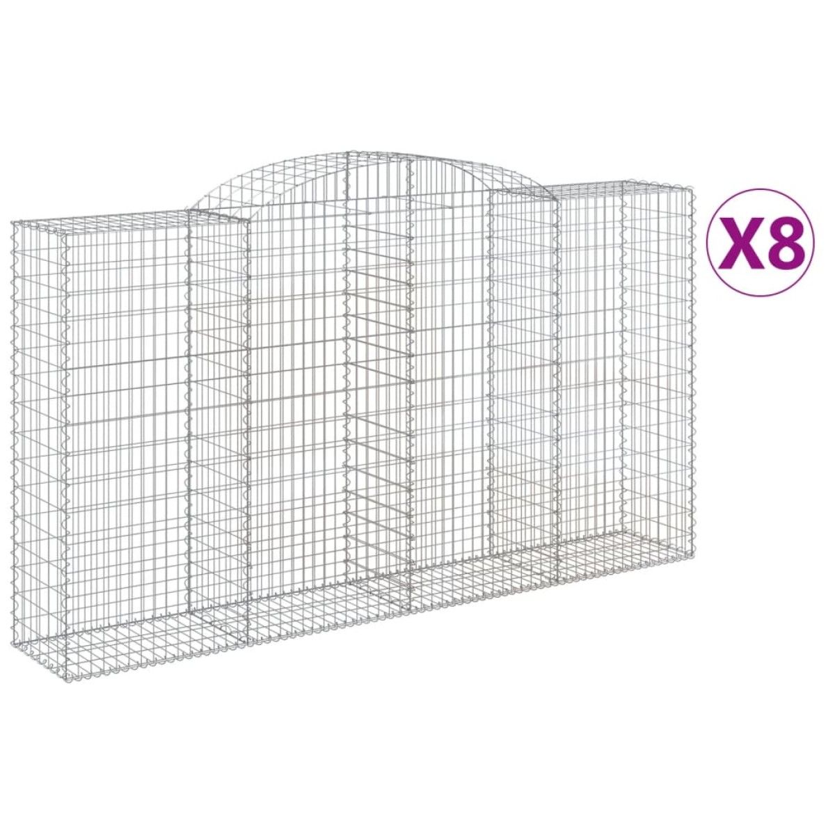 vidaXL Συρματοκιβώτια Τοξωτά 8 τεμ. 300x50x160/180 εκ. Γαλβαν. Ατσάλι