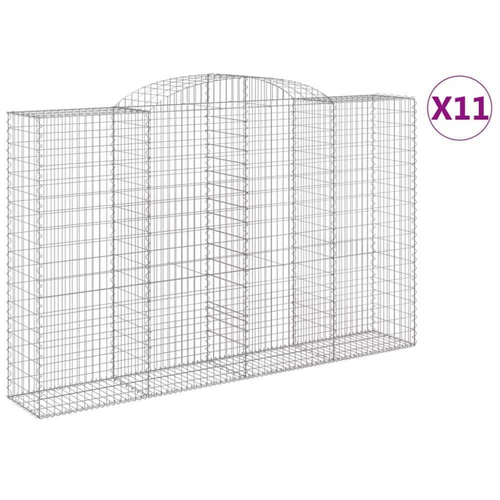 vidaXL Συρματοκιβώτια Τοξωτά 11 τεμ. 300x50x180/200 εκ. Γαλβαν. Ατσάλι