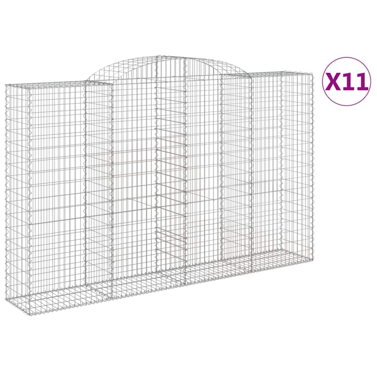 vidaXL Συρματοκιβώτια Τοξωτά 11 τεμ. 300x50x180/200 εκ. Γαλβαν. Ατσάλι