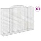 vidaXL Συρματοκιβώτια Τοξωτά 3 τεμ. 300x50x200/220 εκ. Γαλβαν. Ατσάλι