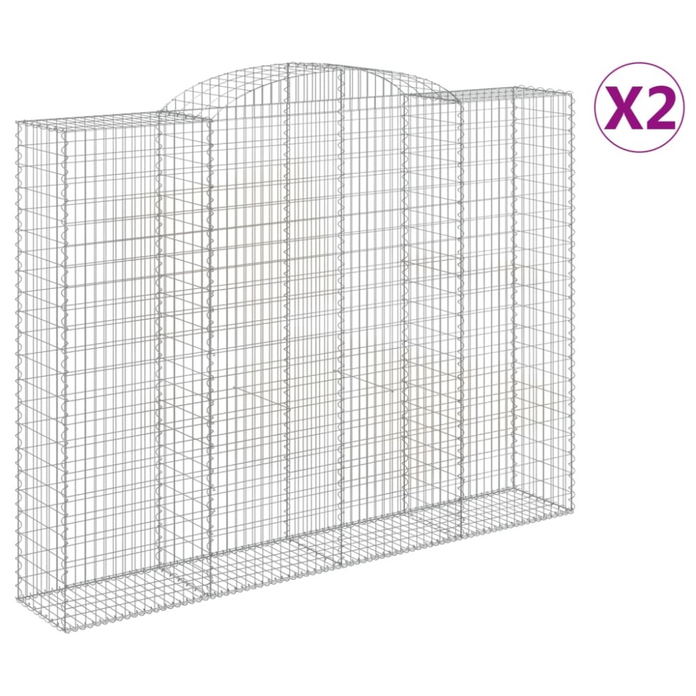 vidaXL Συρματοκιβώτια Τοξωτά 2 τεμ. 300x50x220/240 εκ. Γαλβαν. Ατσάλι