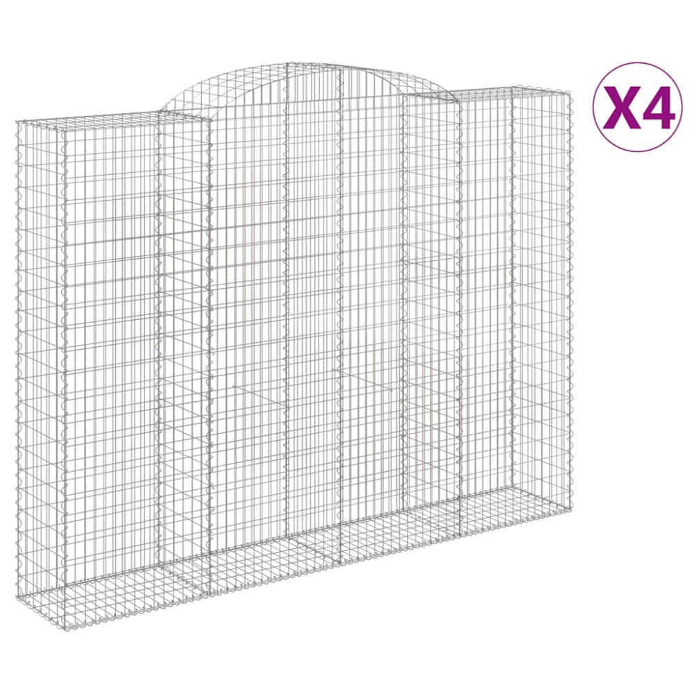 vidaXL Συρματοκιβώτια Τοξωτά 4 τεμ. 300x50x220/240 εκ. Γαλβαν. Ατσάλι