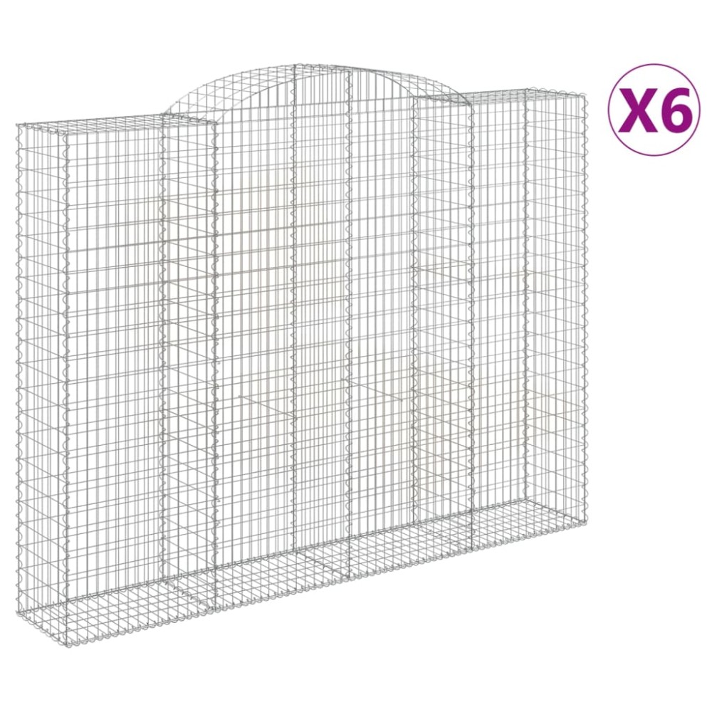 vidaXL Συρματοκιβώτια Τοξωτά 6 τεμ. 300x50x220/240 εκ. Γαλβαν. Ατσάλι