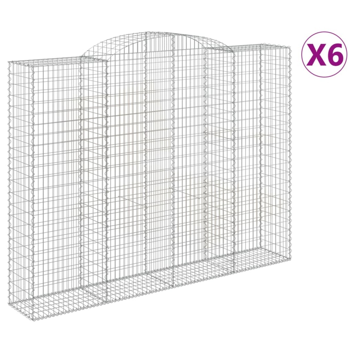 vidaXL Συρματοκιβώτια Τοξωτά 6 τεμ. 300x50x220/240 εκ. Γαλβαν. Ατσάλι