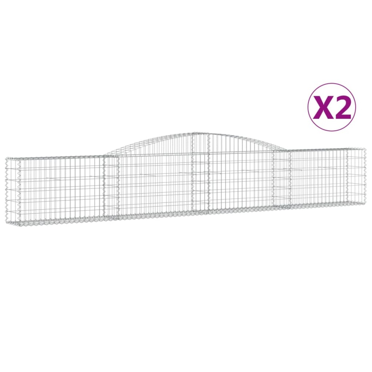 vidaXL Συρματοκιβώτια Τοξωτά 2 τεμ. 400x30x60/80 εκ. Γαλβαν. Ατσάλι