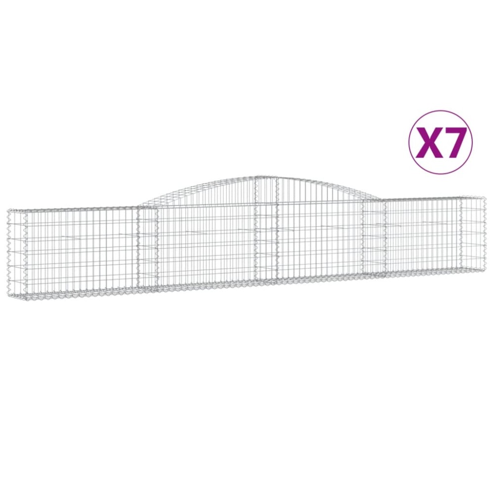 vidaXL Συρματοκιβώτια Τοξωτά 7 τεμ. 400x30x60/80 εκ. Γαλβαν. Ατσάλι