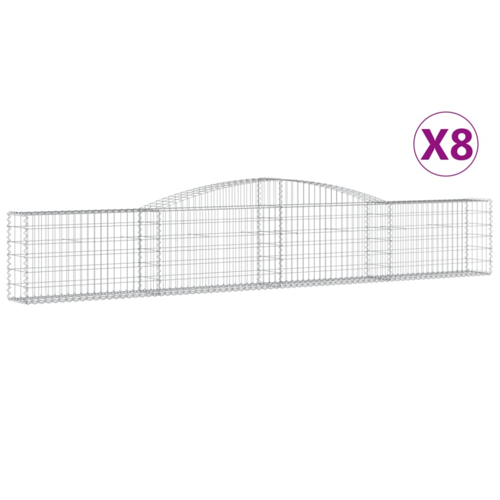 vidaXL Συρματοκιβώτια Τοξωτά 8 τεμ. 400x30x60/80 εκ. Γαλβαν. Ατσάλι