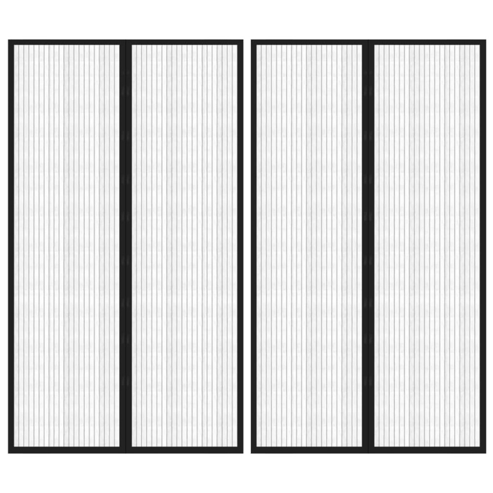 vidaXL Σίτα Πόρτας 2 Τεμαχίων Μαύρη 200 x 80 εκ. με Μαγνήτες