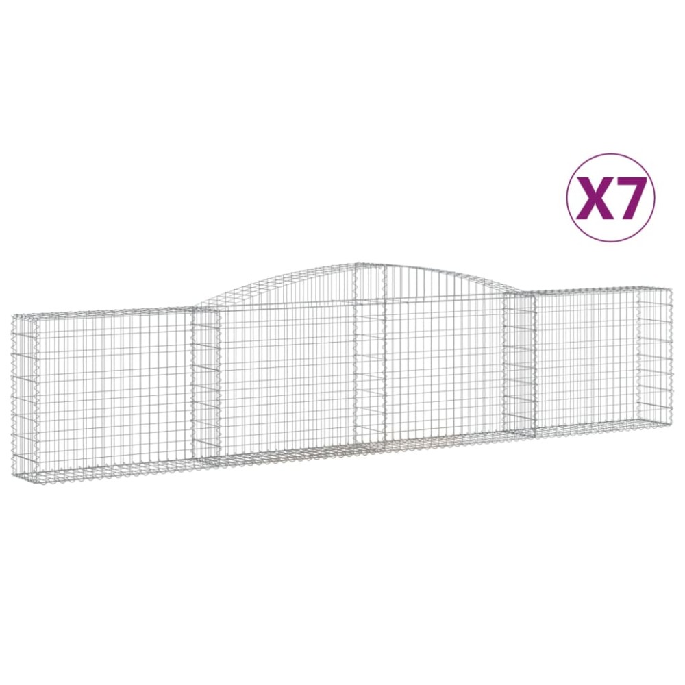 vidaXL Συρματοκιβώτια Τοξωτά 7 τεμ. 400x30x80/100 εκ. Γαλβαν. Ατσάλι
