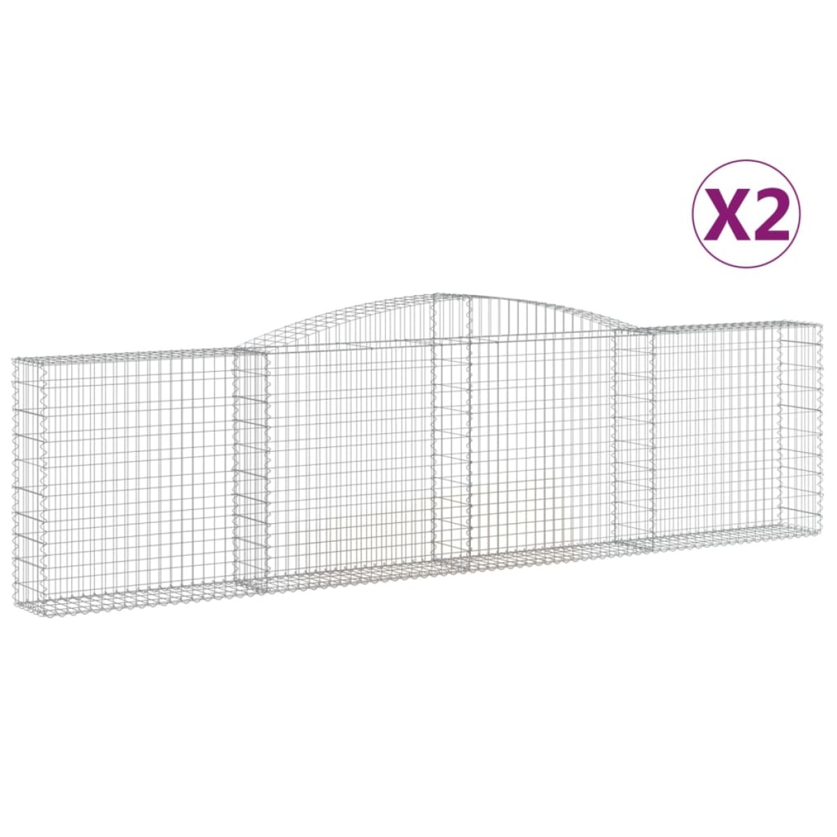vidaXL Συρματοκιβώτια Τοξωτά 2 τεμ. 400x30x100/120 εκ. Γαλβαν. Ατσάλι