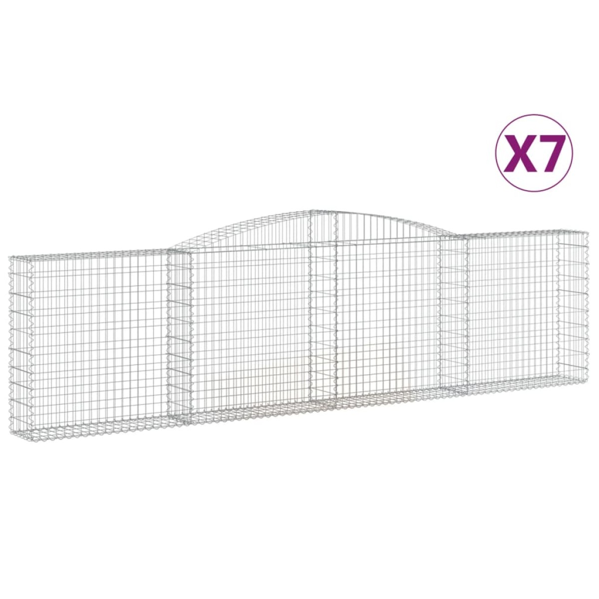 vidaXL Συρματοκιβώτια Τοξωτά 7 τεμ. 400x30x100/120 εκ. Γαλβαν. Ατσάλι