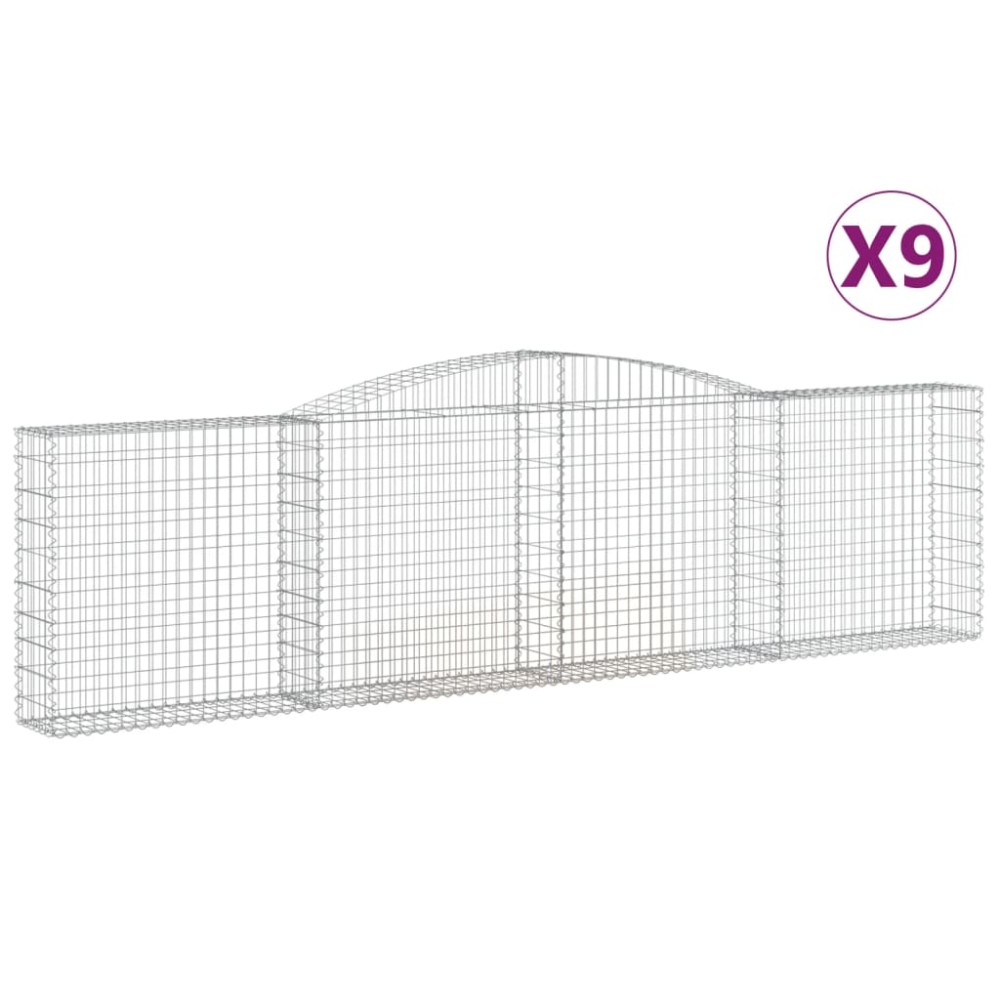 vidaXL Συρματοκιβώτια Τοξωτά 9 τεμ. 400x30x100/120 εκ. Γαλβαν. Ατσάλι